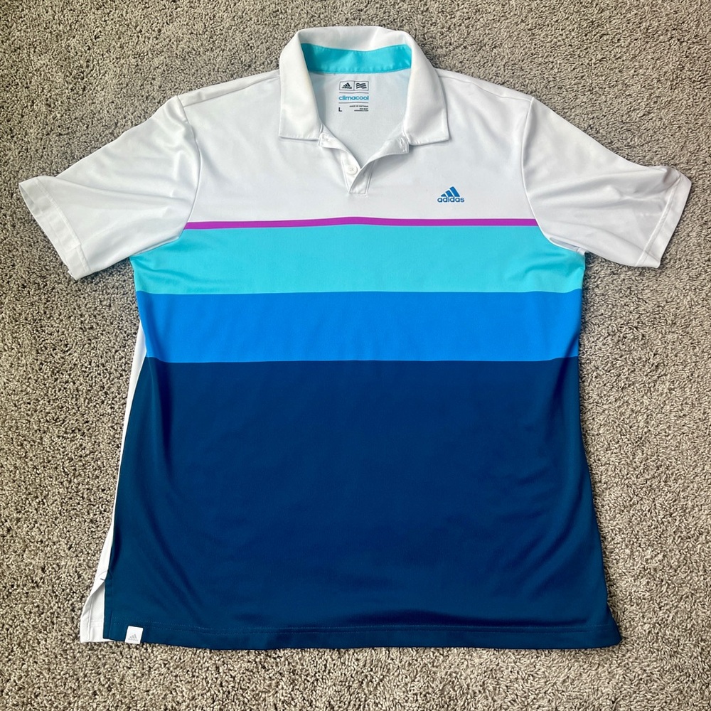 Adidas Men’s Climacool Polo, White/multi-color, XL